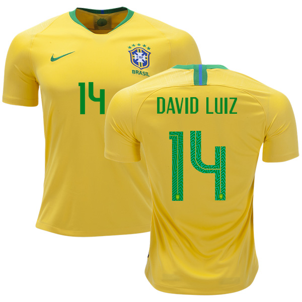 Brazil #14 David Luiz Home Soccer Country Jersey